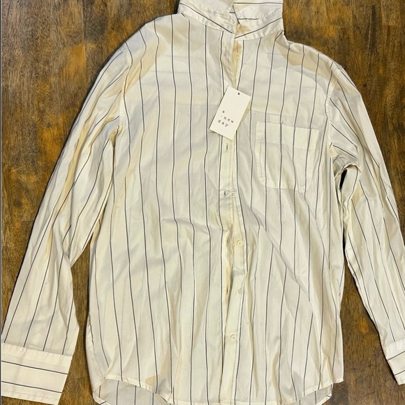 A New Day Men's Beige and Black Striped Dress Shirt size small new with tags - Picture 1 of 4